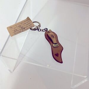 Vintage small knife with leather keychain